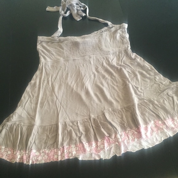 Decree cute top tube/ halter tan with floral - Picture 2 of 6